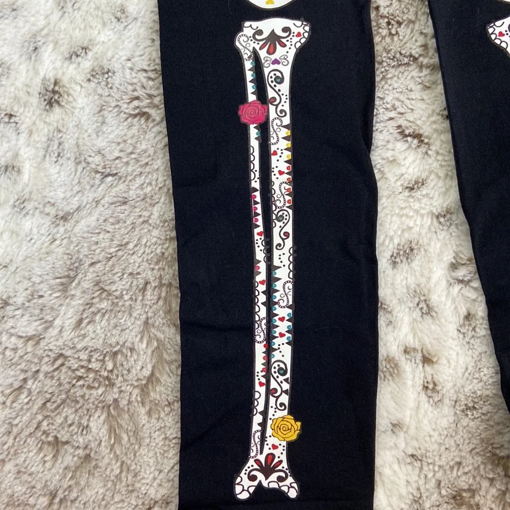 NWT! Day Of The Dead tights Halloween skeleton Dia De Los Muertos trick or treat